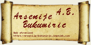 Arsenije Bukumirić vizit kartica